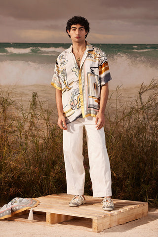 Shivan & Narresh Saun Oversized Shirt; Saun Print; Multicolor; Men's Resort Wear; Men's Shirt;