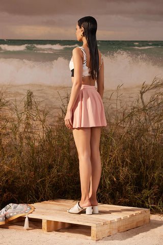 Shivan & Narresh Pink Flared Swim Skirt; Saun Print; Pink Color; Women Swimwear;