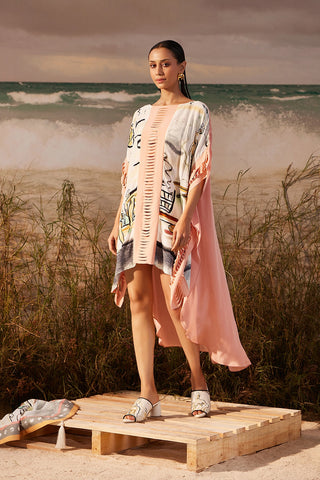 Shivan & Narresh Saun Kafsuit; Saun Print; Multicolor; Women Resort Wear; Free Size; Kaftan;