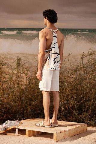 Shivan & Narresh Saun Vest; Saun Print; Multicolor; Men's Vest; Men's Resort Wear