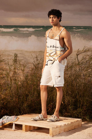 Shivan & Narresh Saun Vest; Saun Print; Multicolor; Men's Vest; Men's Resort Wear