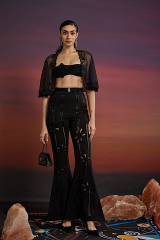 NoirFlor Beaded Lace Trousers