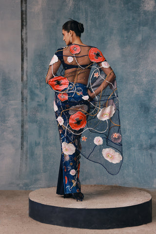 Springlie Embellished Tulle Tailored Sari