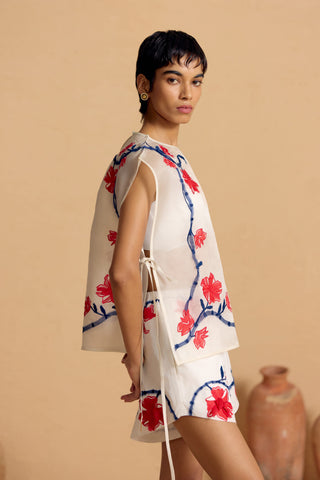 Ivory Rosetta Sheer Poncho
