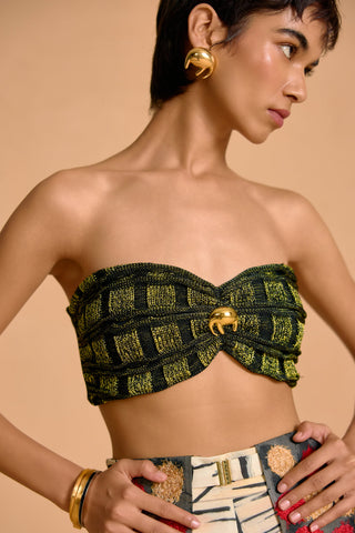 Noir Checkered Knitted Bustier
