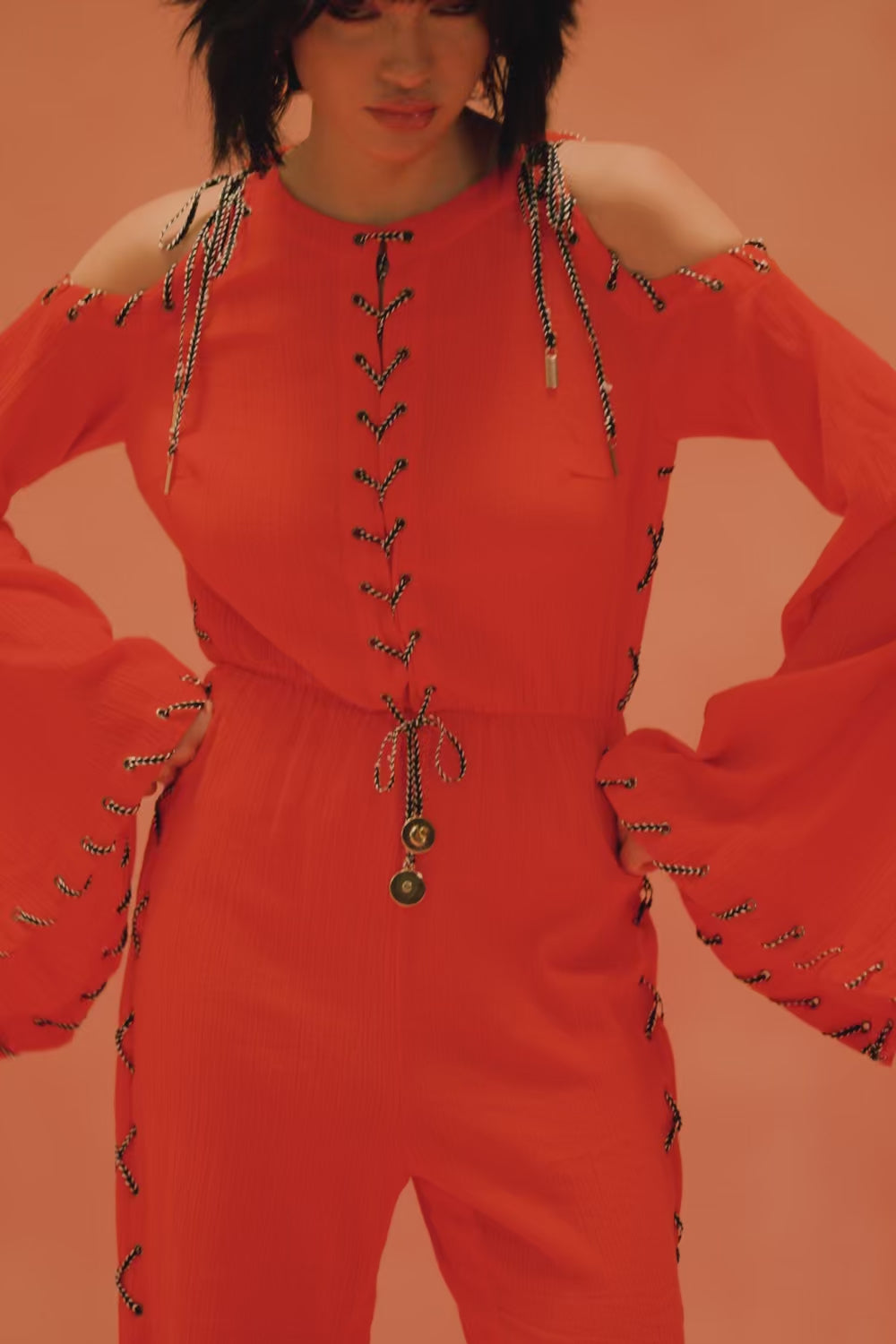Rorange CrossCord Jumpsuit - video highlighting the silhouette of the jumpsuit | Shivan & Narresh