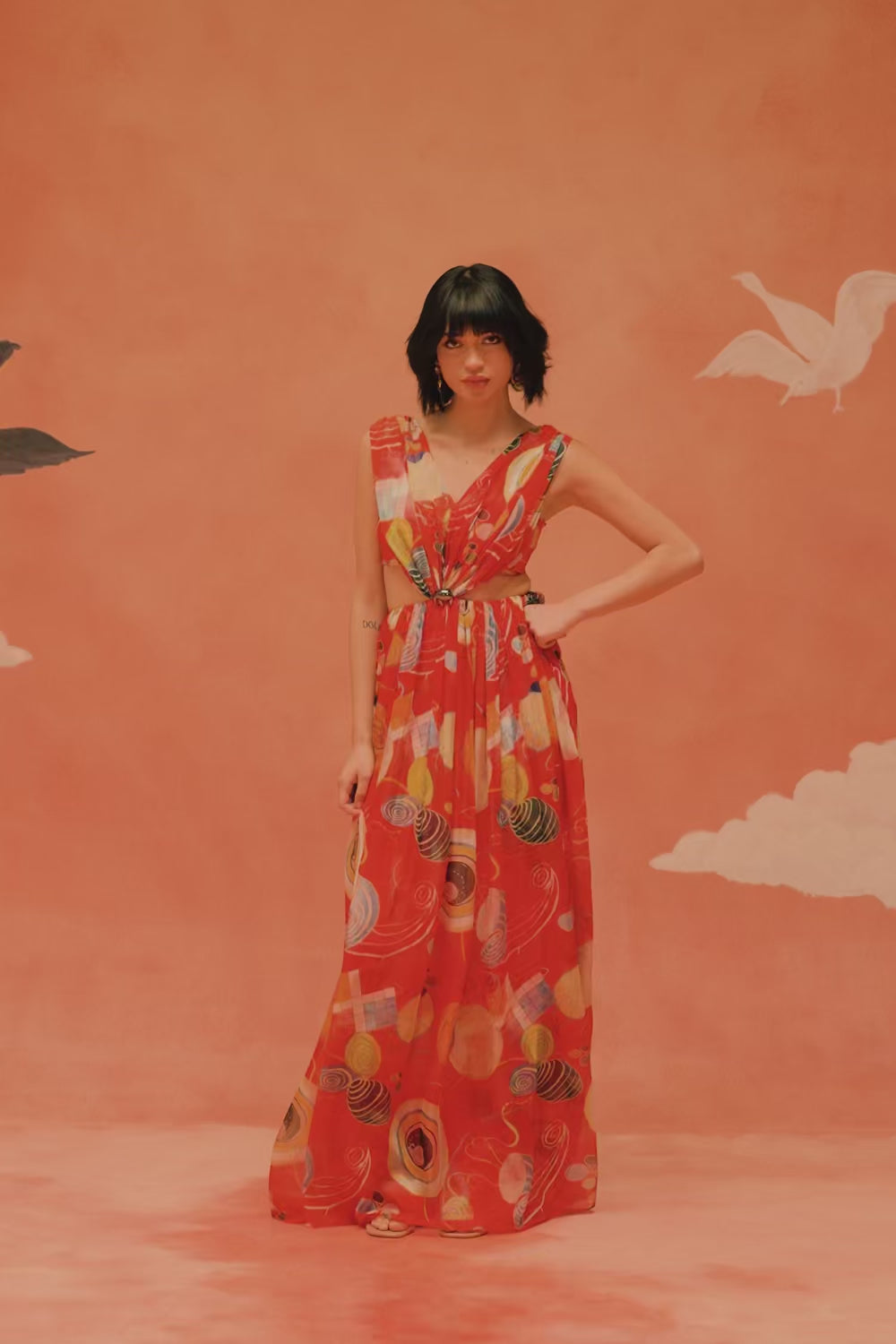Younail Draped Saf Gown – video showcasing graceful movement and artisanal detailing | Shivan & Narresh