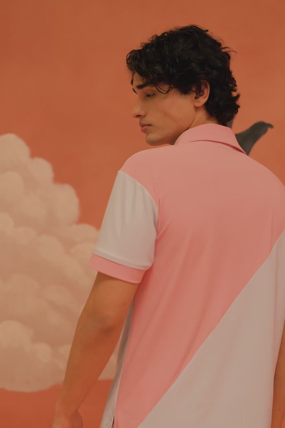 Sakura & Powder Oblique Polo – video showcasing colourblocked reveal and patch detailing | Shivan & Narresh