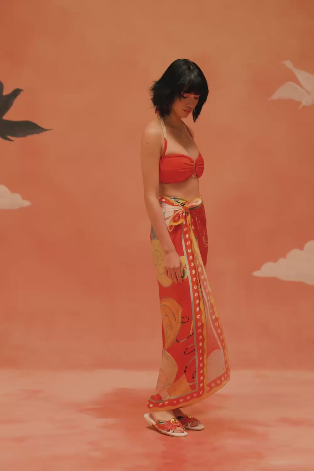 Younail Silk Iconoscarf - video of printed silk scarf with fluid drape | Shivan & Narresh