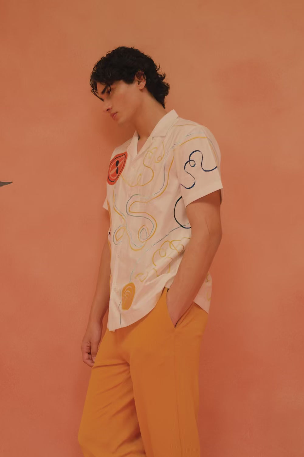 Ivory Pastiche Resort Shirt – video showcasing resort shirt silhouette | Shivan & Narresh