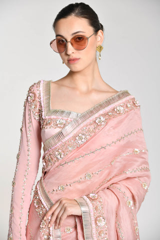 Vintage Rose Daisy Vine Sari with Blouse