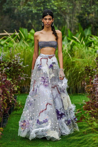 Shivan and Narresh Couture Tube Bustier with Handcrafted Lehenga