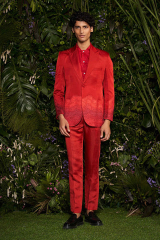 Shivan and Narresh Couture Red Suit; Red Colour; Men Blazer Set;