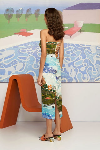Shivan and Narresh Maru Blue & Green Dress; Multi Colour; Women Tube Dress;