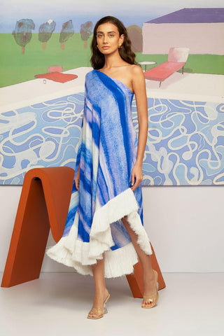 Shivan & Narresh Maru Ombre One-shoulder Kaftan; Multicolor; Free size dress; Women Resort Wear