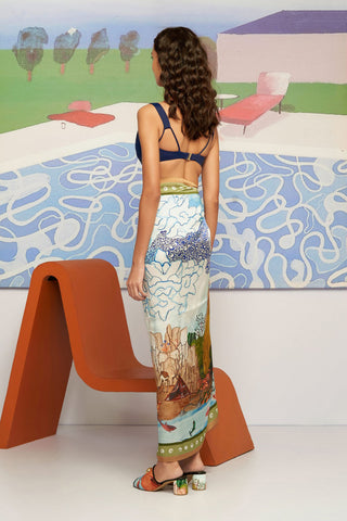 Shiavan and Narresh Maru Printed Scarf; Multi Colour; Women Swimwear Cover-up;