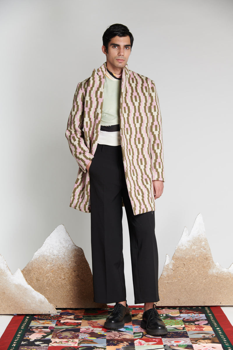 Stagger Knit Mid-length Coat