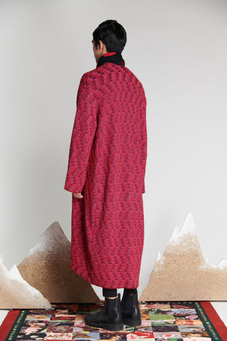 Stagger Jacquard Knit Coat