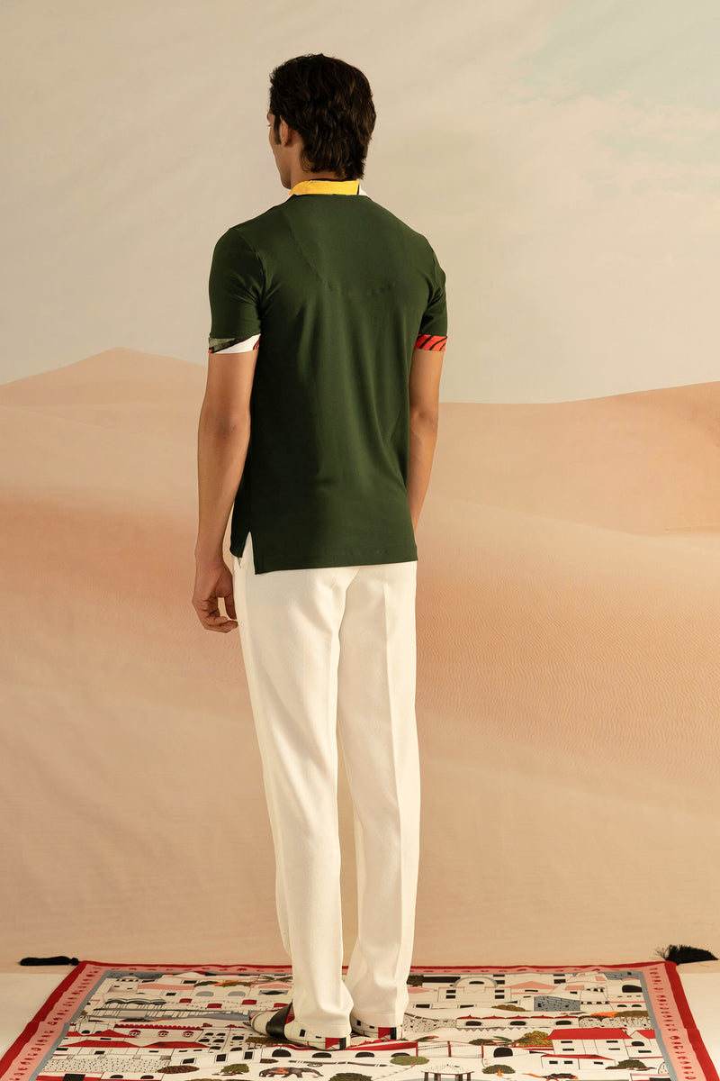 Shivan and Narresh Jaiscape Green Polo; Green Colour; Men T-shirt