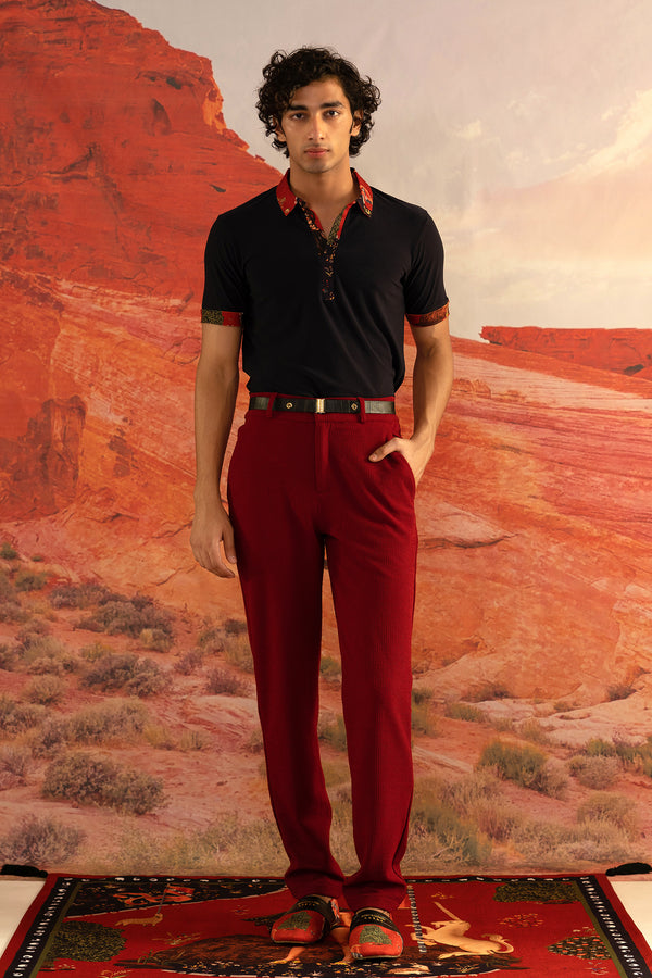 Shivan and Narresh Wilding Red Trouser; Men Trouser; Resortwear Trouser; Red colour; Men Trouser