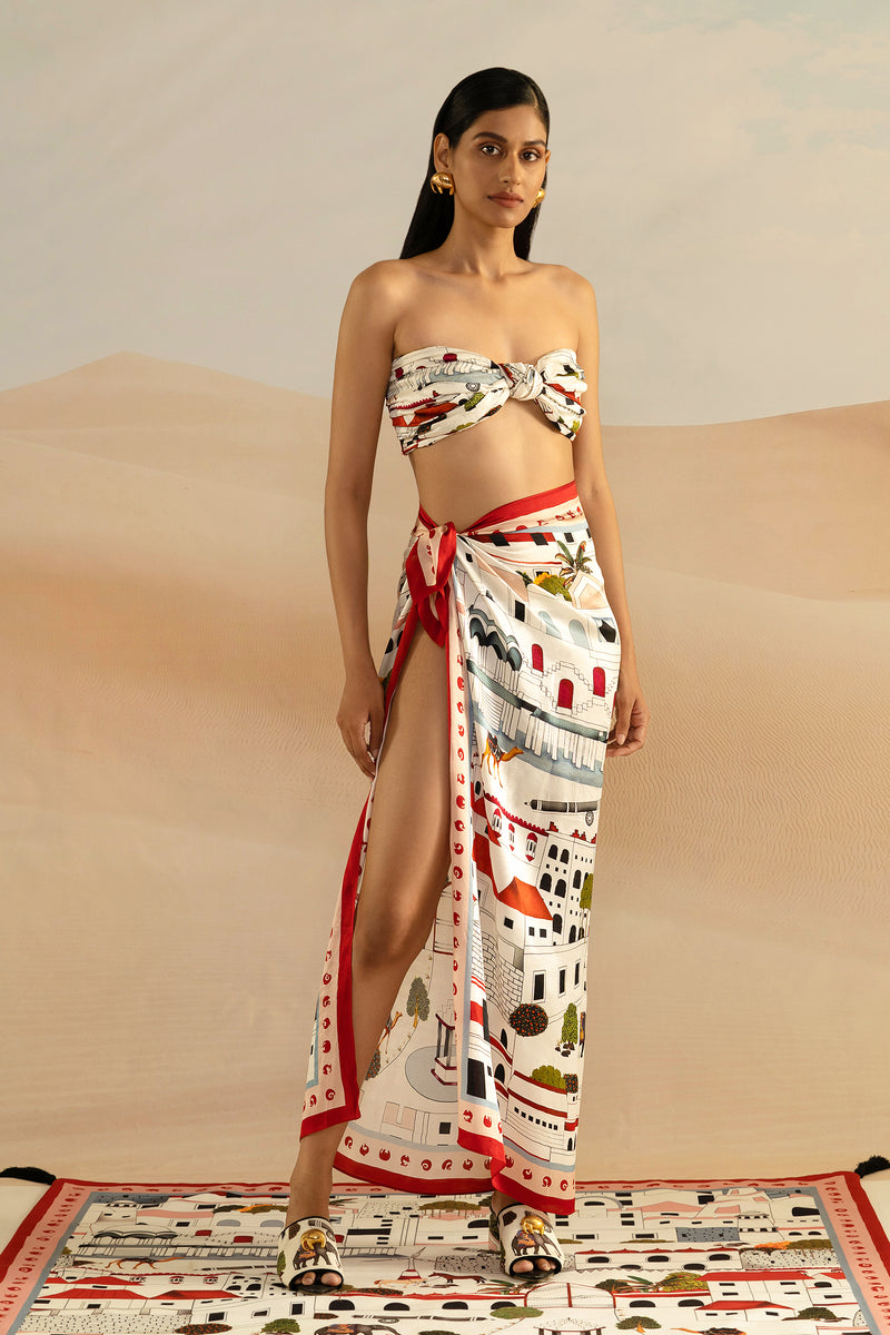 Shiavan and Narresh Jaiscape Printed Scarf; Multi Colour; Women Swimwear Cover-up;