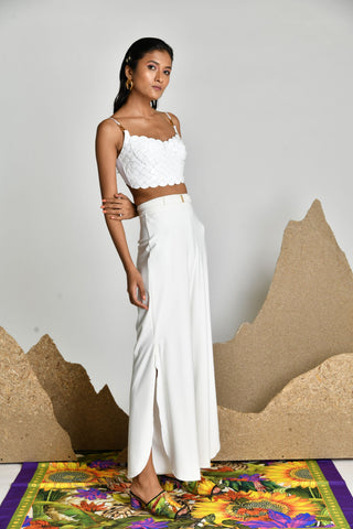 Ivory Belted Palazzos